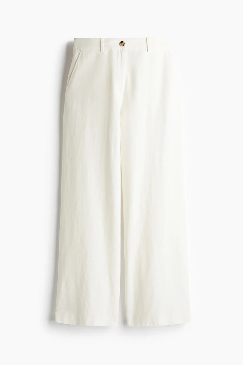 H&M Wide Linen-Blend Trousers