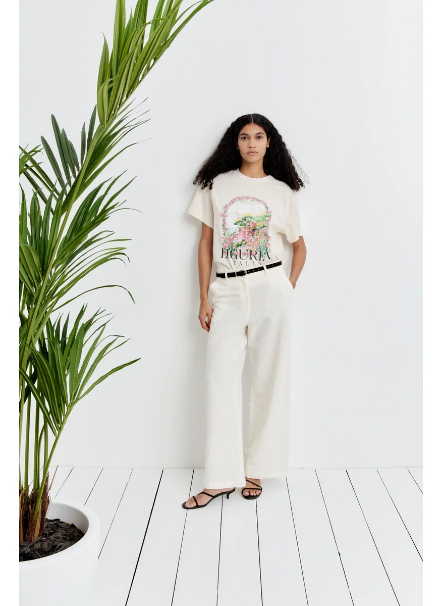 H&M Wide Linen-Blend Trousers