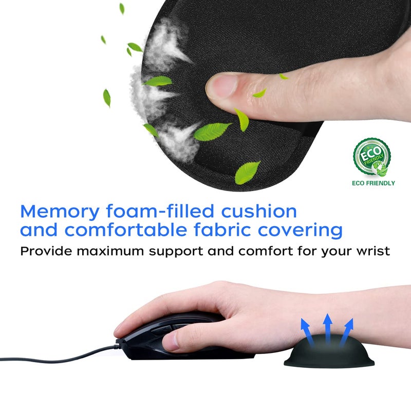 Saco وسادة معصم الفأرة، وسادة دعم معصم الفأرة من رغوة الذاكرة مع قاعدة مطاطية غير قابلة للانزلاق، وسادة راحة يد الفأرة لتخفيف الألم بتصميم مريح - أسود مع خطوط برتقالية - Image 4