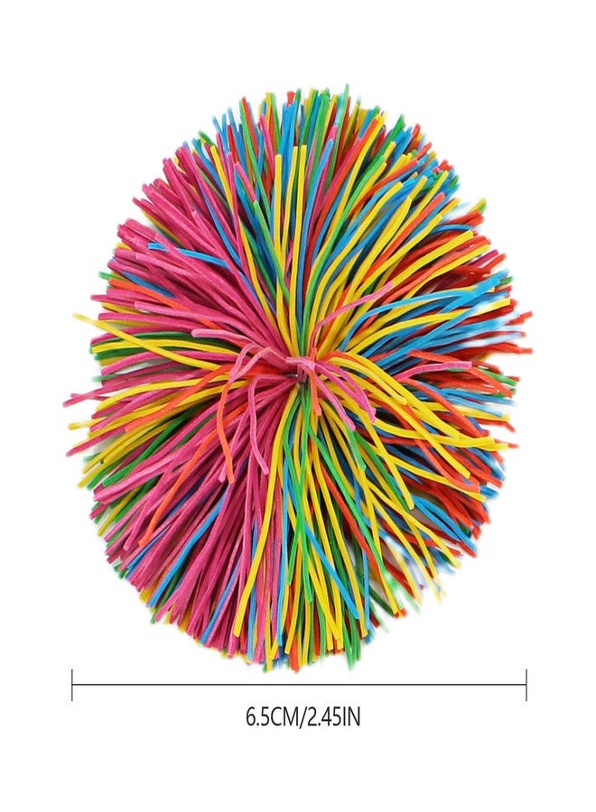 PQJSJDR 20 Pieces Stringy Balls,Sensory Fidget Stress Ball,Soft Silicone Rainbow Pom Bouncy Balls for Anxiety Relief,Birthday Gifts,Party Favors Stocking Stuffers,Christmas Prizes (2.5 Inch) - Image 2