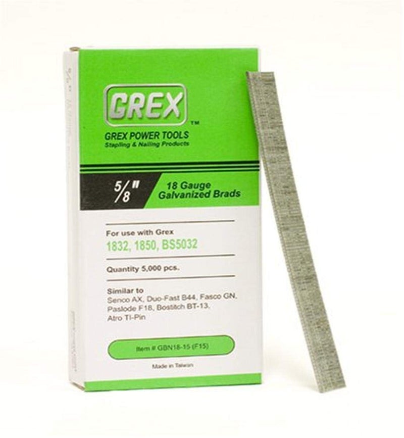 Grex GBN1815 F15 58 In 18 Ga Brad Nails Galvanized 5M