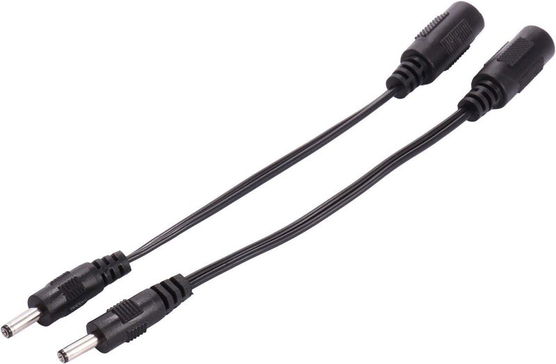 COOLM 5.5mm x 2.1mm Female to 3.5mm x 1.35mm Male Plug Socket DC Power Adapter Cable 2pcs - Image 1