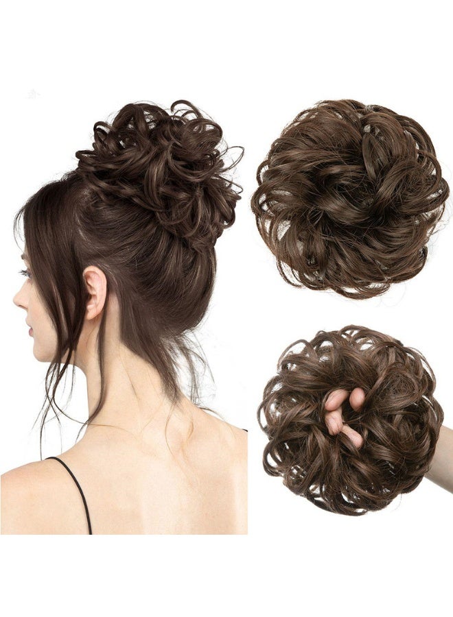 Golden Messy Bun Hair Piece, Curly Synthetic Hair Scrunchie, Natural Fluffy Fake Bun, Instant Updo Hair Extensions For Women（H9-2/30） - Image 1