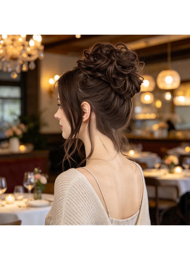Golden Messy Bun Hair Piece, Curly Synthetic Hair Scrunchie, Natural Fluffy Fake Bun, Instant Updo Hair Extensions For Women（H9-2/30） - Image 2