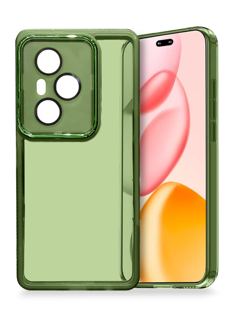 Wtech Honor 400 Pro 5G 2025 Soft Transparent TPU Camera Lens Protection Silicone Ultra Thin Phone Stylish Electroplated Camera Border Back Case Cover - Olive - Image 1