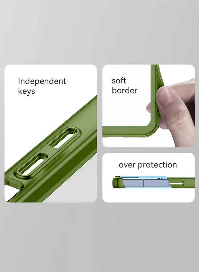 Wtech Honor 400 Pro 5G 2025 Soft Transparent TPU Camera Lens Protection Silicone Ultra Thin Phone Stylish Electroplated Camera Border Back Case Cover - Olive - Image 5