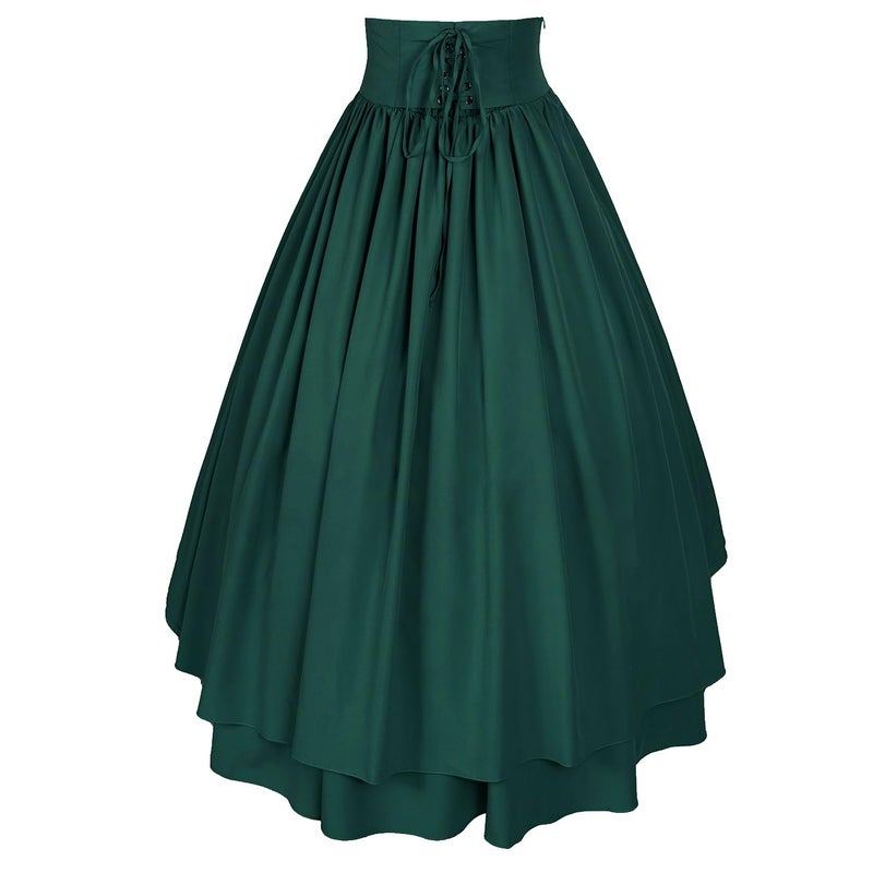 Mingyuezai Women Victorian Skirt Medieval Renaissance Peasant Skirt(Z2880GN,M) - Image 3
