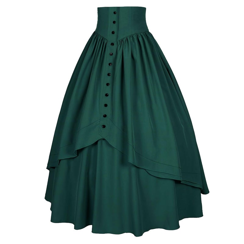 Mingyuezai Women Victorian Skirt Medieval Renaissance Peasant Skirt(Z2880GN,M) - Image 2