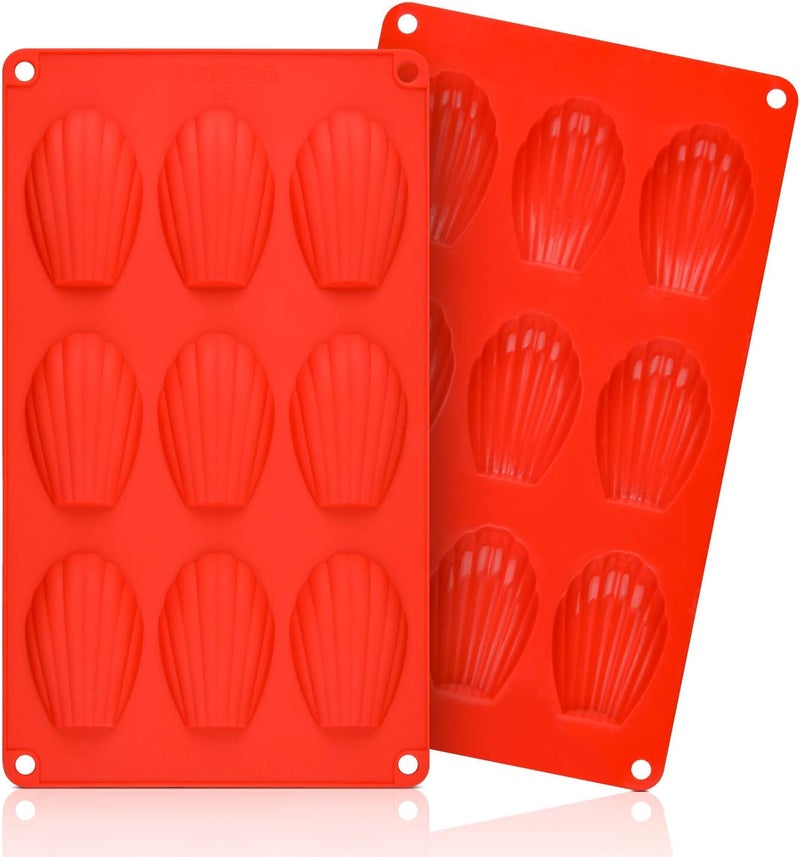 CAKETIME Silicone Madeleine Pans - 9 Cups Madeleine Mold for Small Cake, Chocolate, Cookies Pack of 2 - Image 1