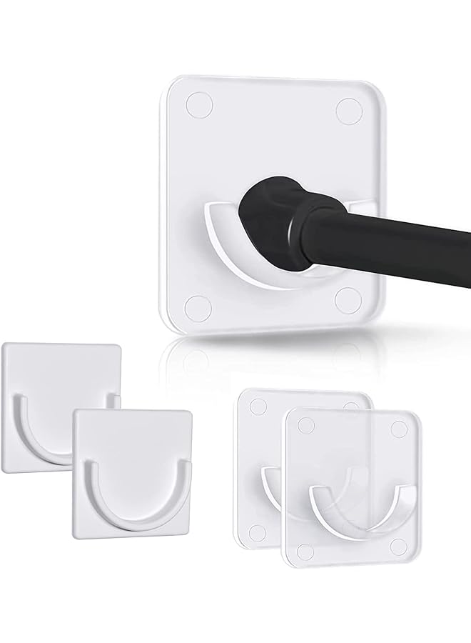 erorex 4 Pcs Adhesive Curtain Rod Holder,Adhesive Shower Rod Holder for Bathroom, Clear Tension Rod Holder for Windows, Wall(Rod Not Included)  - Image 1