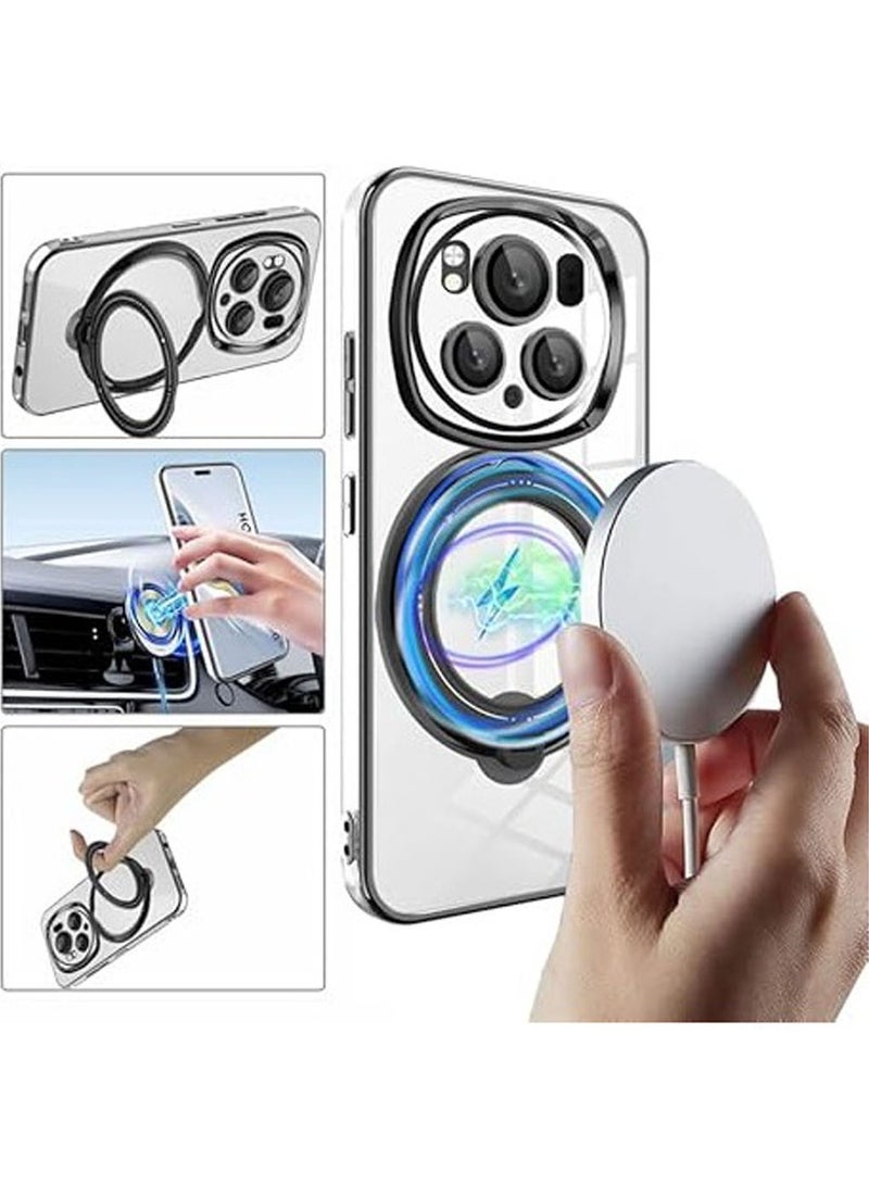 عام حالة شفافة لهونر ماجيك 6 برو (2024)، حالة حماية هاتف مطلية مغناطيسيًا مع حماية عدسة كاملة وحامل حلقي، متوافقة مع حامل السيارة والشحن اللاسلكي - Image 2