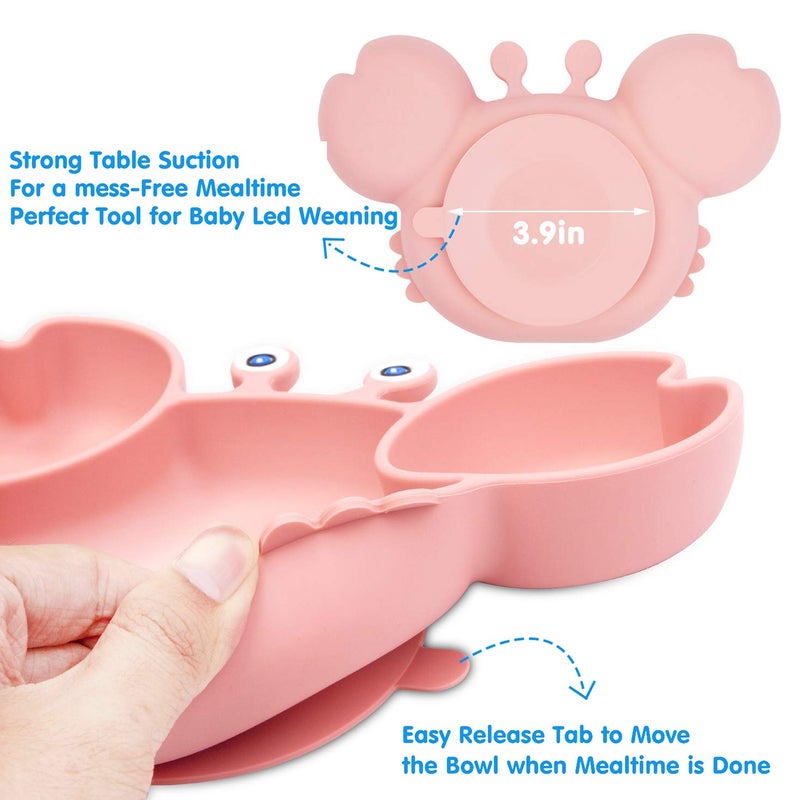 Linowos Silicone Suction Plate for Toddlers - Self Feeding Training Divided Plate Dish and Bowl for Baby and Toddler, Fits for Most Highchairs Trays, BPA Free Microwave Dishwasher Safe - Image 4