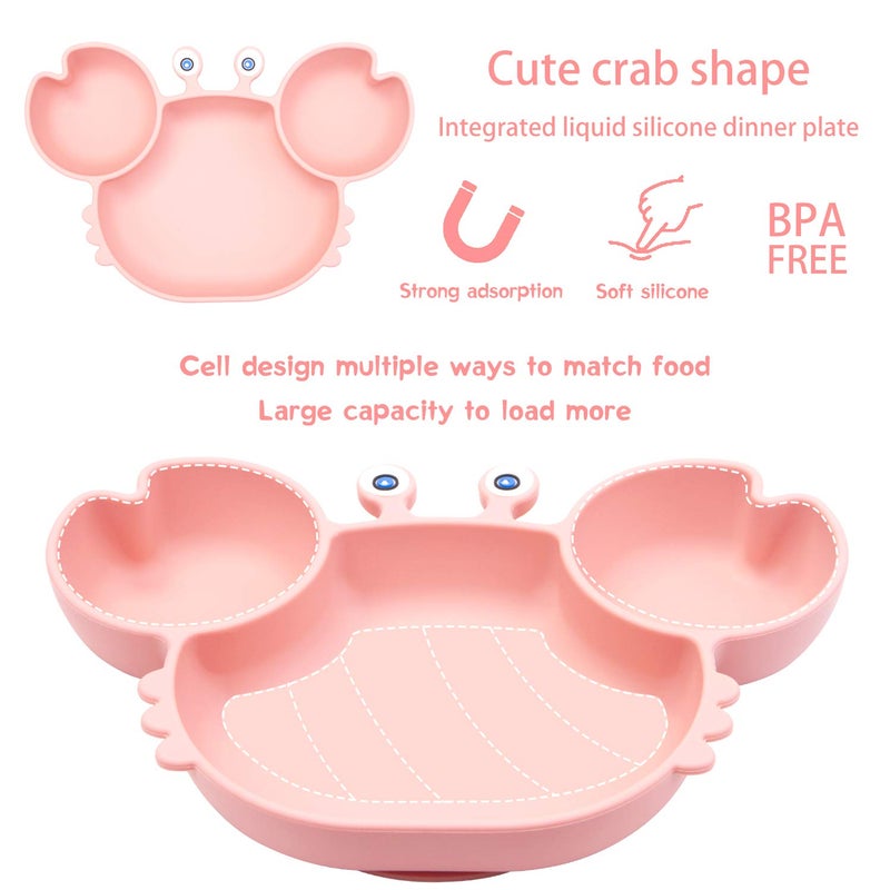 Linowos Silicone Suction Plate for Toddlers - Self Feeding Training Divided Plate Dish and Bowl for Baby and Toddler, Fits for Most Highchairs Trays, BPA Free Microwave Dishwasher Safe - Image 3