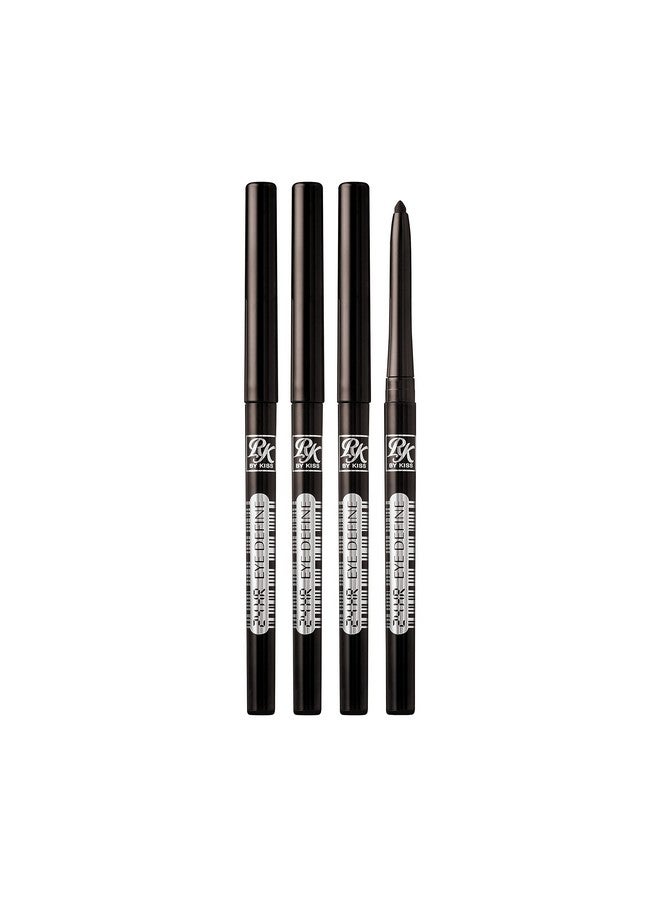 Ruby Kisses Pencil Eyeliner Color Stay Retractable Eyeliner Waterproof Eye Makeup High Pigmented 24H Long Lasting Retractable Eyeliner (4 Count Deep Brown) - Image 2