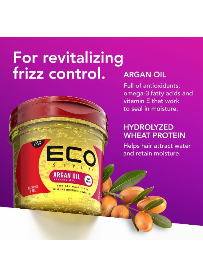 Eco Styler Argan Oil Styling Gel | Strong Hold, Frizz Control & Shine | 473ml | For All Hair Types | Nourishing Hair Gel with Vitamin E - Image 2