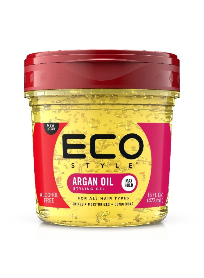 Eco Styler Argan Oil Styling Gel | Strong Hold, Frizz Control & Shine | 473ml | For All Hair Types | Nourishing Hair Gel with Vitamin E - Image 4