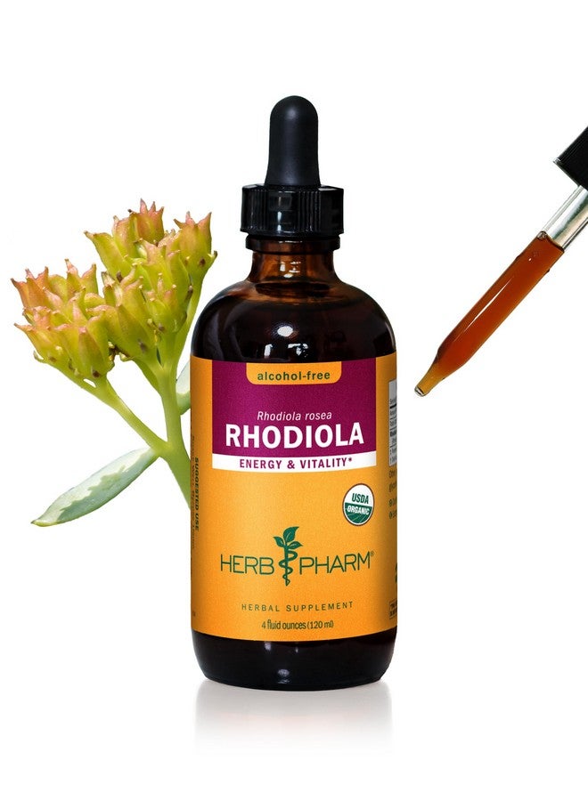 Herb Pharm Certified Organic Rhodiola Root Extract for Energy, Endurance and Stamina, Alcohol-Free Glycerite, 4 Ounce - Image 1