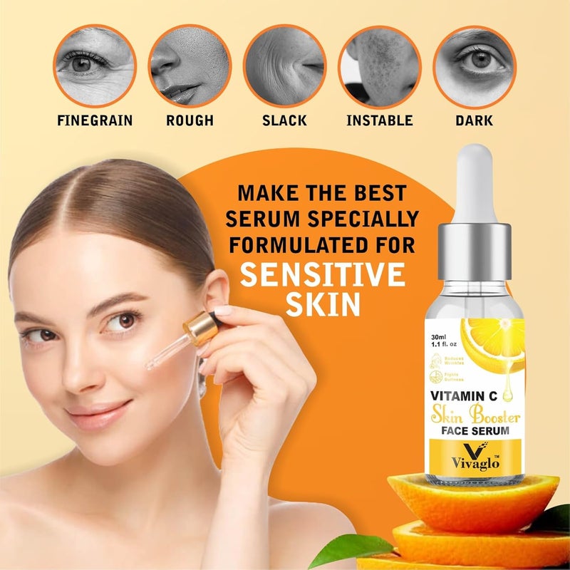 VIVAGLO Vitamin C Face Serum 10 Skin Brightening Blemish Pore Care Lightweight Formula for All Skin Types Daily Use For Men Women 30ml Pack of 1 - Image 5