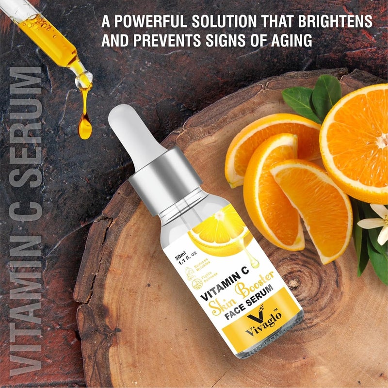 VIVAGLO Vitamin C Face Serum 10 Skin Brightening Blemish Pore Care Lightweight Formula for All Skin Types Daily Use For Men Women 30ml Pack of 1 - Image 3