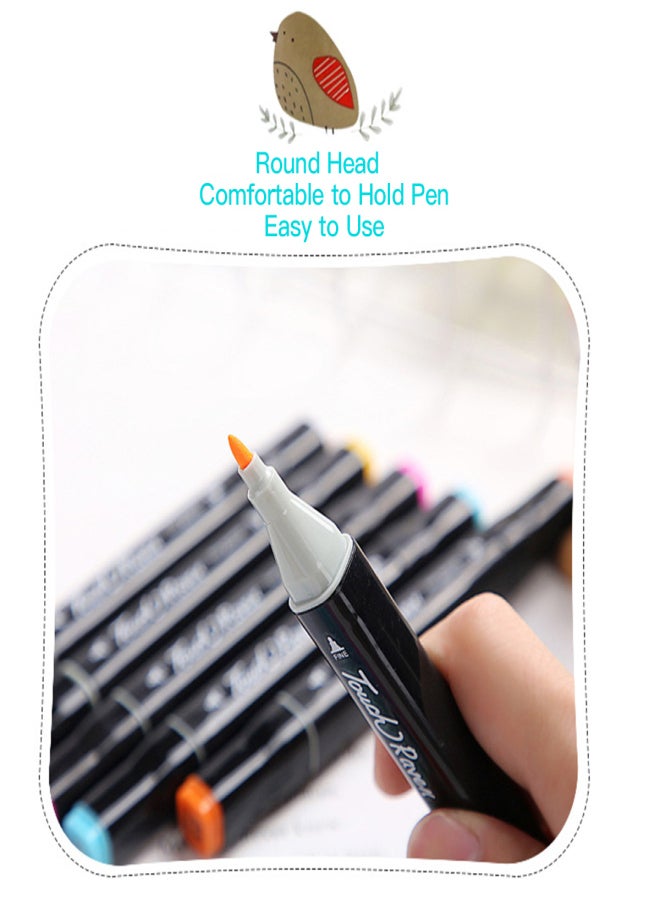 Touch Colors Art Markers Set Double Tip Broad Fine Point Marker Pen with Carrying Bag Art Supplies for Students Adults Artists Drawing Coloring Sketching Design - Image 4
