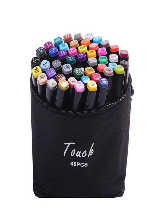 Touch Colors Art Markers Set Double Tip Broad Fine Point Marker Pen with Carrying Bag Art Supplies for Students Adults Artists Drawing Coloring Sketching Design - Image 1