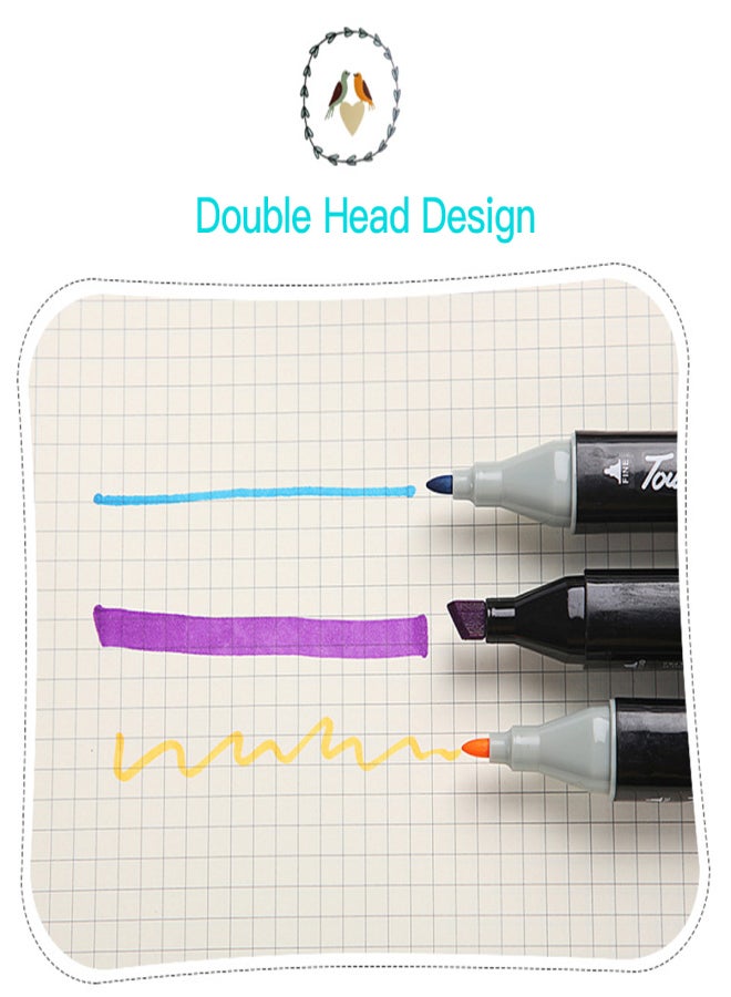 Touch Colors Art Markers Set Double Tip Broad Fine Point Marker Pen with Carrying Bag Art Supplies for Students Adults Artists Drawing Coloring Sketching Design - Image 2