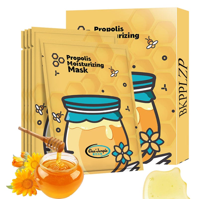 BKPPLZP Sheet Face Mask SetMoisturizing Face Mask Skin CareBrightening Firming Sheet MasksHydrating Daily Facial Propolis Mask Set for Women10 Pack