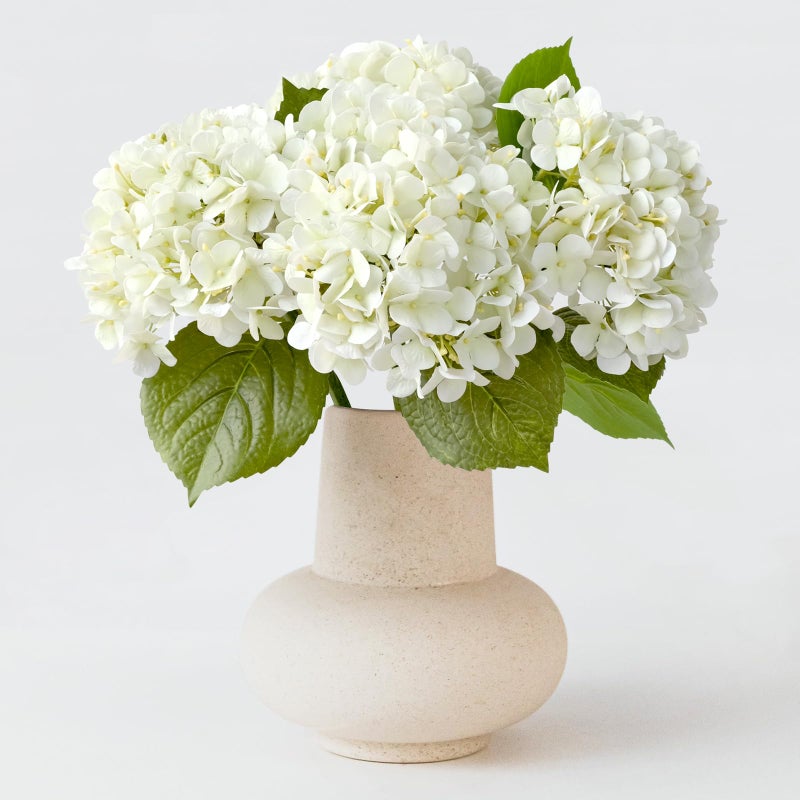 ZYTUYO 4PCS White Artificial Flowers Hydrangea 20 Real Touch Latex Faux Hydrangeas Silk Flowers with Green Leaves Stems for Short or Tall Vase Table Party Center Fake Bouquet Decor - Image 2