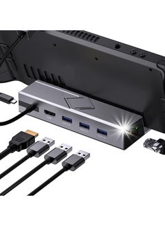 Steam Deck Dock 6 in 1 Docking Station for Steam Deck with HDMI 2.0 4K@60Hz Gigabit Ethernet 3 USB 3.0 and Full Speed USB-C Charge Port Compatible with Valve Steam Deck