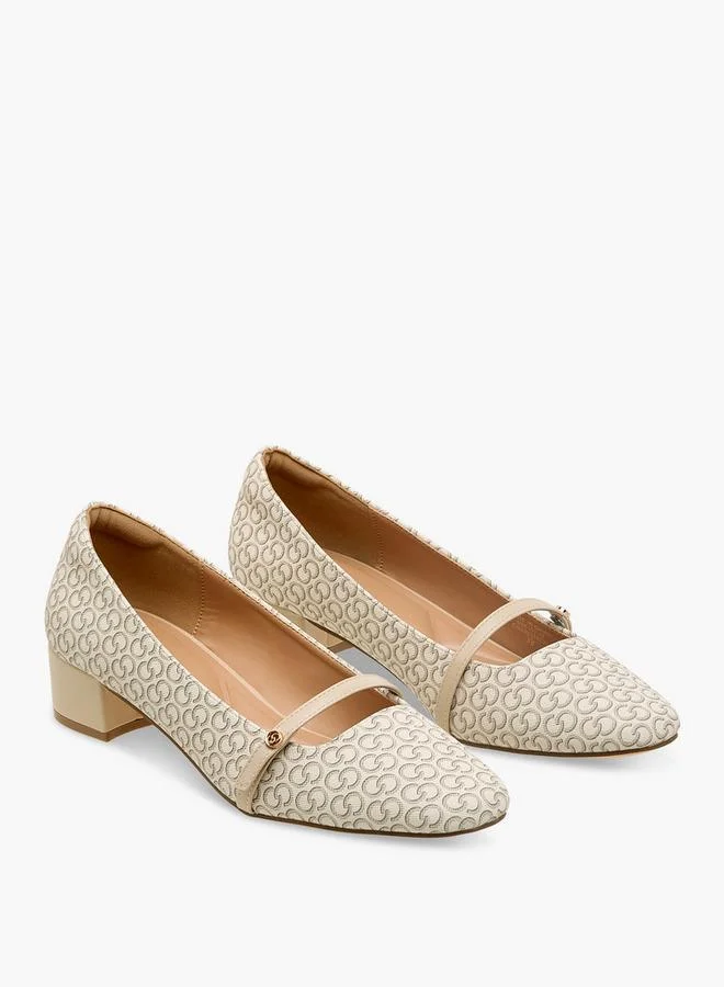 Celeste Women Monogram Print Block Heel Pumps