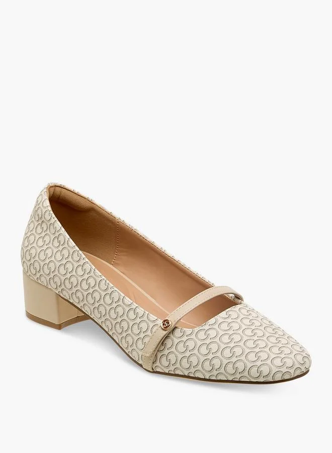 Celeste Women Monogram Print Block Heel Pumps