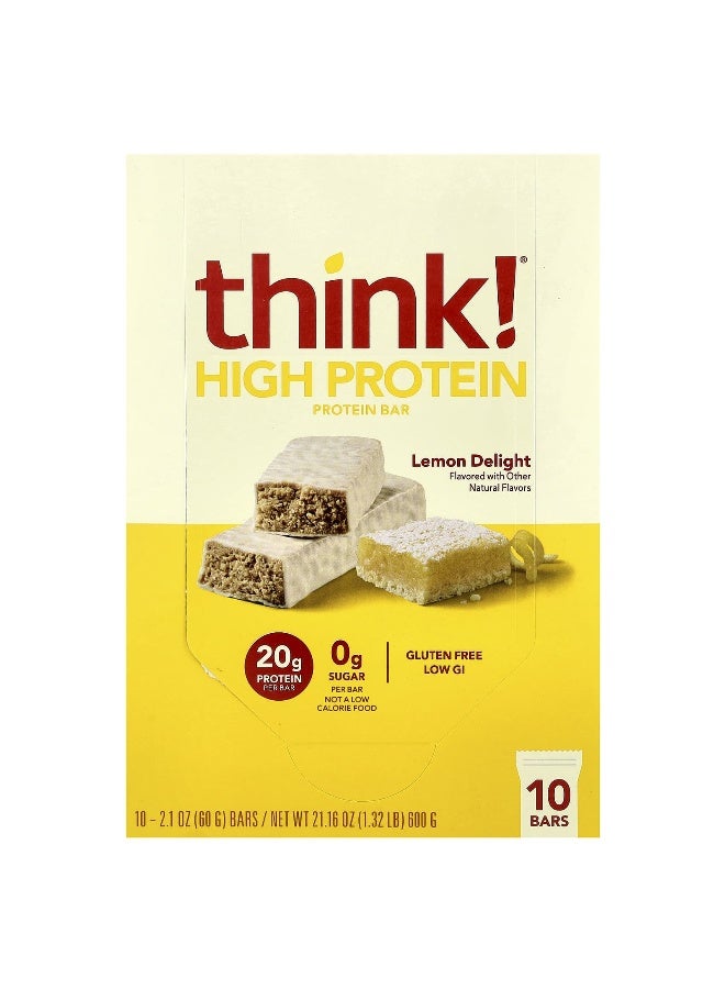 think! Think !, High Protein Bars, Lemon Delight, 10 Bars, 2.1 oz (60 g) Each (Packaging may vary) - Image 1