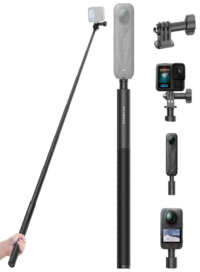 REYGEAK 51 Inch Invisible Selfie Stick for Insta360 X5,Extension Selfie Pole with Dual-Claws,Aluminum Waterproof Long Monopod for GoPro13/12/11/10/9/Osmo360/Action 5 Pro/4/3/Pocket 3 Accessories - Image 1