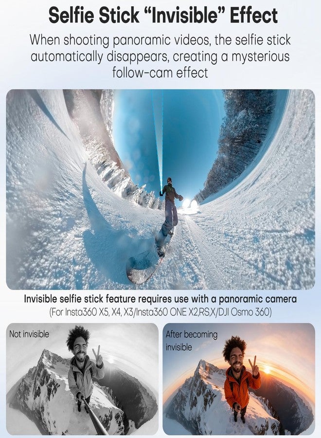 REYGEAK 51 Inch Invisible Selfie Stick for Insta360 X5,Extension Selfie Pole with Dual-Claws,Aluminum Waterproof Long Monopod for GoPro13/12/11/10/9/Osmo360/Action 5 Pro/4/3/Pocket 3 Accessories - Image 3