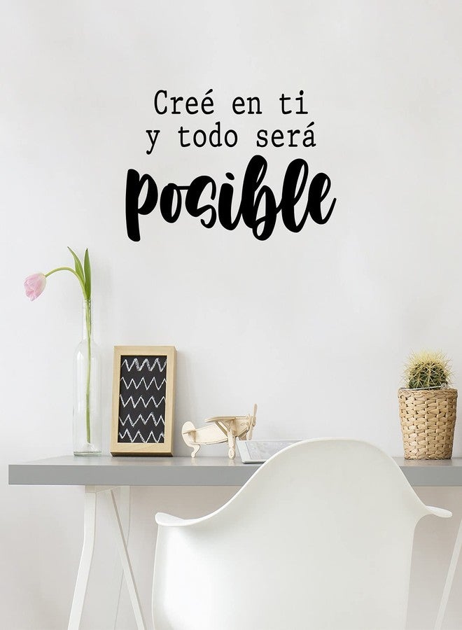 Printique Vinyl Wart Art Decal - Cree En Ti y Todo Sera Posible - Black - 13" x 25" - Motivational Quote in Spanish, Positive Frase Decor for Home, Church, Community Center, School, Gym. - Image 1