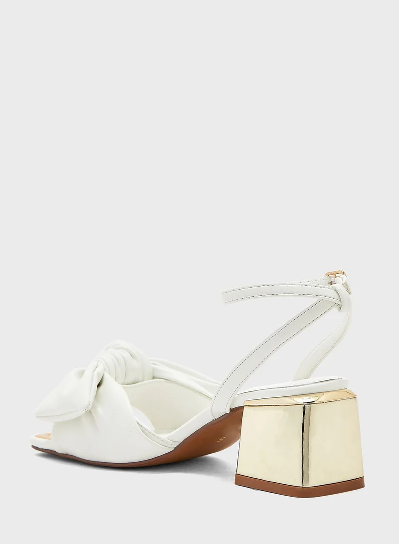 RIVER ISLAND Bow Detail Block Heel Sandals