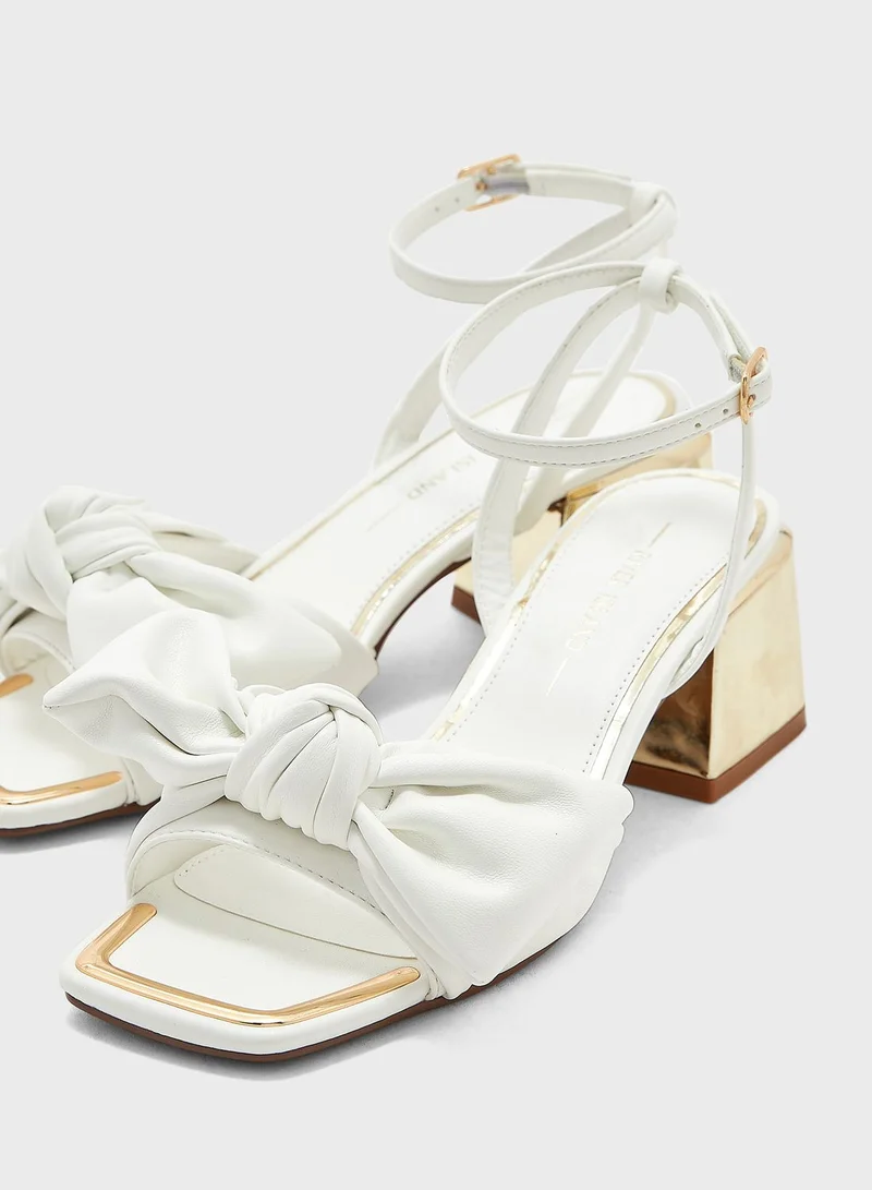 RIVER ISLAND Bow Detail Block Heel Sandals