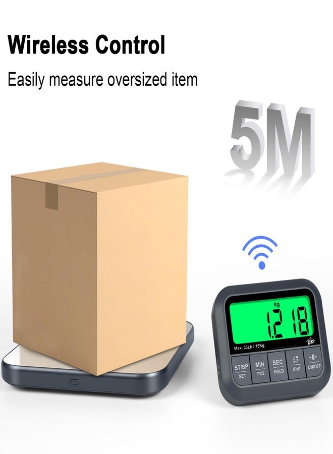 QP Wireless Food Scale, 33lb/0.04oz Digital Kitchen Scale, Meat Scale with Timer Function, 9 Units, Tare/Hold/PCS Function, Auto Off, LCD Display, Digital Food Scale for Cooking, Baking, Postage - Image 5