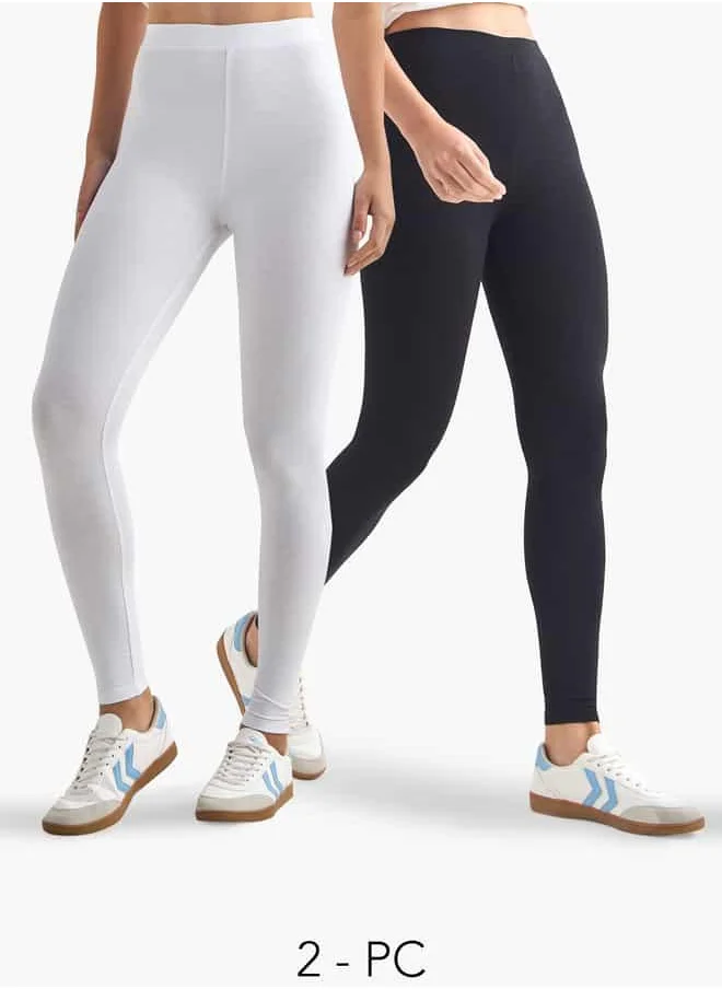 FAV Set of 2 - Regular Fit Leggings with Elasticated Waistband
