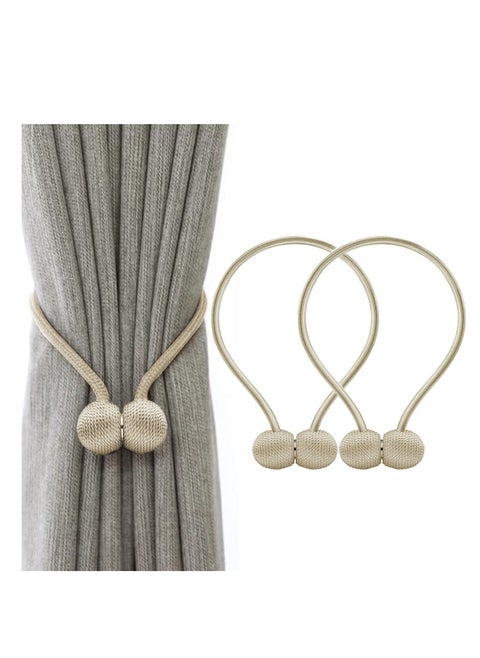 INOVERA (LABEL) 2 Pieces Window Curtain Tiebacks Drapery Hold-Backs Band for Office Home Decorative (Pair 1, Beige)