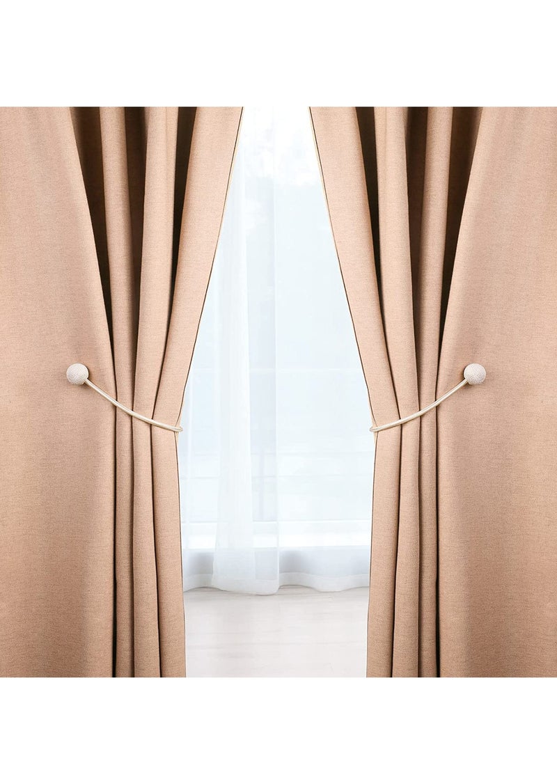 INOVERA (LABEL) - INOVERA (LABEL) 2 Pieces Window Curtain Tiebacks Drapery Hold-Backs Band for Office Home Decorative (Pair 1, Beige) - Image 1