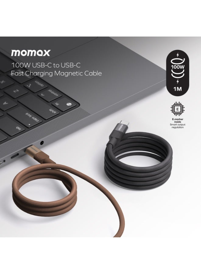 Momax Mag Link 100W QC 3.0 [1 Meter] USB-C to USB-C Fast Charging Magnetic Cable - Black - Image 5