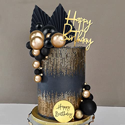 DRWATE 25 PCS Acrylic Happy Birthday Cake Toppers Numbers 09 Crown Cake Topper Ball Shaped Cake Insert Toppers Birthday Cake Decorations Style 2 - Image 1