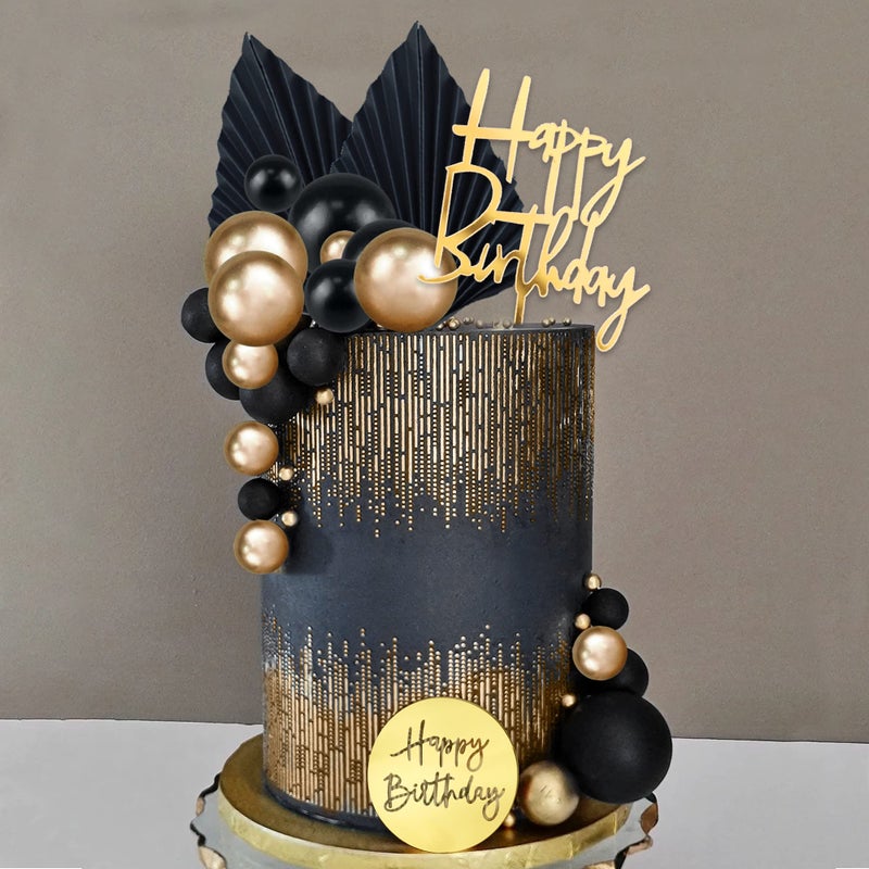 DRWATE 25 PCS Acrylic Happy Birthday Cake Toppers Numbers 09 Crown Cake Topper Ball Shaped Cake Insert Toppers Birthday Cake Decorations Style 2 - Image 2