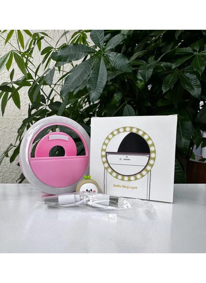 Generic Rk12 Mobile Phone Fill Light Usb Round Charging Fill Light Beauty Selfie Mobile Phone Fill Light Wholesale-Color:Type-c Port Fast Charging--36 Lamp Beads Pink (full Product Inspection, Large Battery)  - Image 1