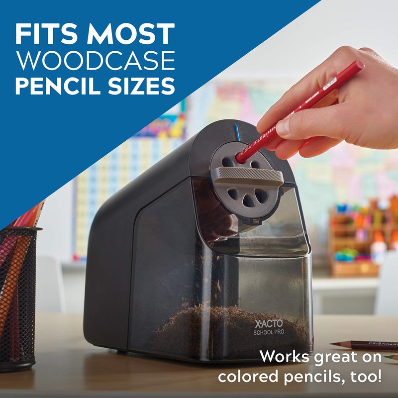 X-ACTO Pencil Sharpener, School Pro Electric Pencil Sharpener, With Six Size Dial, XL Shavings Bin, Black, 1 Count - Heavy Duty, Teacher and School Supplies - Image 4