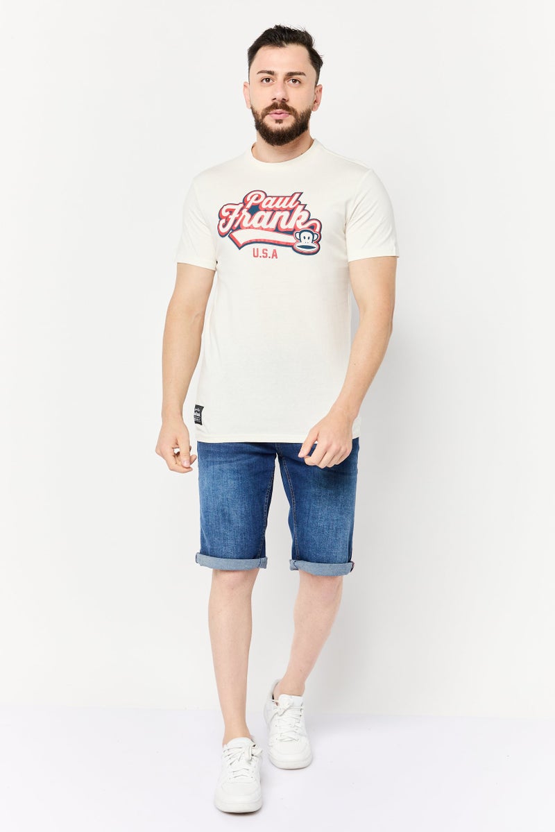 Paul Frank Men Regular Fit Crew Neck Short Sleeves Graphic Print T-Shirt, Ivory  - Image 3