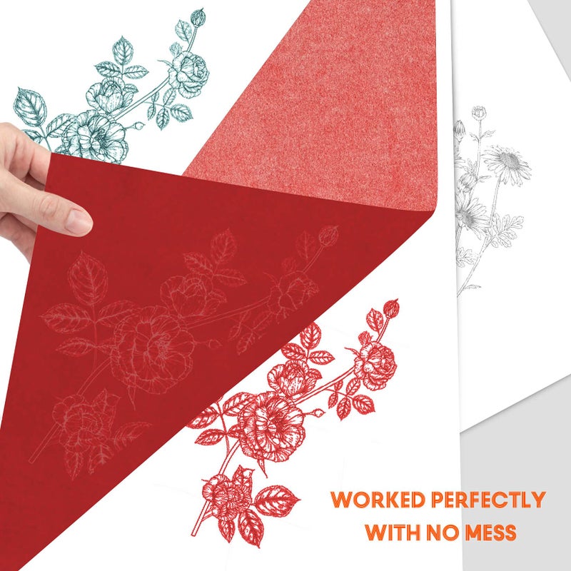 psler ورق كربون أحمر لتتبع نقل الجرافيت - PSLER 30 قطعة ورق جرافيت أحمر لتتبع أنماط الرسم على مشاريع الخشب قماش قماش خط الفنان رسم A4 حجم 8.5 × 11 بوصة - Image 3