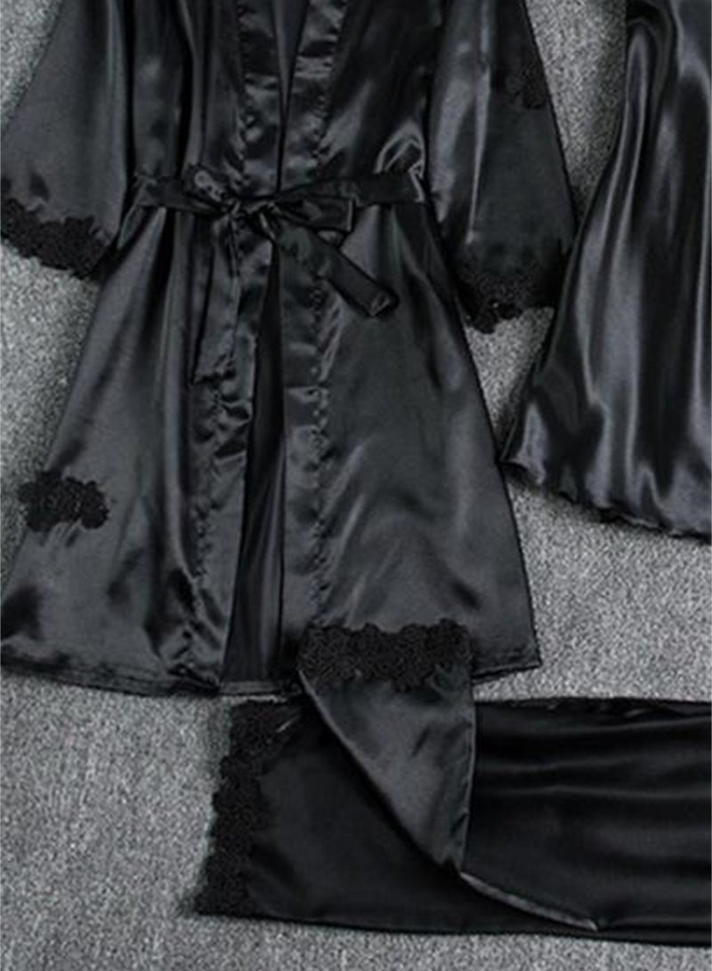 5pcs ice silk home wear long sleeve thin pajamas set  - Image 3