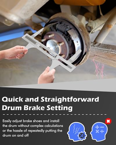 FAITIO Drum Brake Measuring Tool – Brake Resetting Gauge for Adjusting Brake Shoes and Installing Drums, Fast and Accurate Measurements for Automotive Drum Brake Replacement, Silver - Image 2